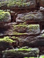 Hintergrund Foto von ein Stein Mauer und Moos auf es