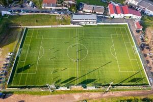 Antenne Aussicht von Fußball Feld foto