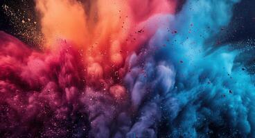 ai generiert Farbe Explosion bunt Regenbogen Pulver Flug Explosion foto