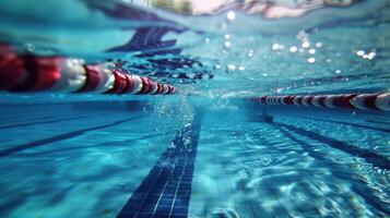 ai generiert kristallklar Wasser winkt im ein erfrischend Schwimmen Schwimmbad Oase. tauchen in Gelassenheit. ai generiert foto