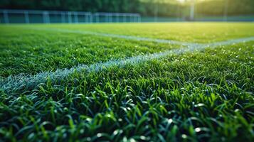 ai generiert frisch Grün Gras, perfekt zum Fußball Sport, einladend abspielen und Leistung. ai generiert. foto