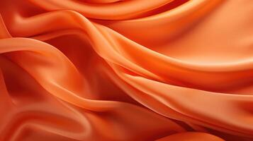 ai generiert Nahansicht offenbart fließend Orange Satin- mit ein glatt, luxuriös Textur, ausströmend Eleganz. ai generiert. foto