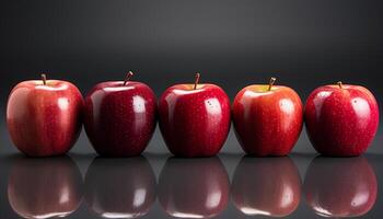 ai generiert frisch, reif Apfel spiegelt gesund Essen im Natur Gourmet Snack generiert durch ai foto