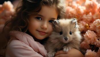 ai generiert süß klein Haustiere bringen Glück und Liebe zu Kindheit generiert durch ai foto