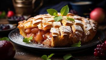 ai generiert Frische und Süße auf ein Platte, hausgemacht Gourmet Dessert generiert durch ai foto