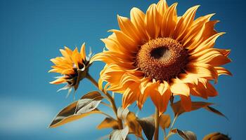 ai generiert beschwingt Sonnenblume blühen bringt Natur Schönheit zu das Wiese generiert durch ai foto