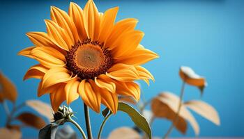 ai generiert ein beschwingt Sonnenblume blühen bringt Schönheit zu das Wiese generiert durch ai foto