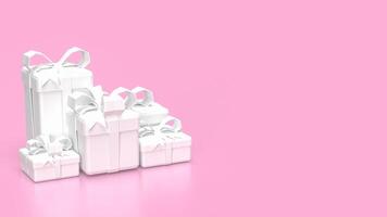 das Weiß Geschenk Box auf Rosa Hintergrund 3d Wiedergabe. foto