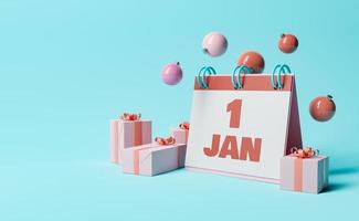 1. Januar Kalender mit Geschenkboxen foto