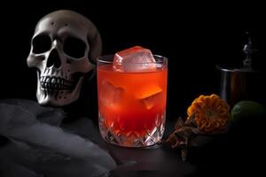 ai generiert el Diablo - - entstanden im das vereinigt Zustände, gemacht mit Tequila, Creme de Cassis, Limette Saft, und Ingwer Bier foto