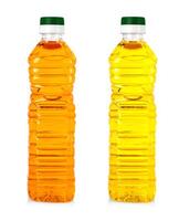 Flaschen von Sonnenblume Öl isoliert auf Weiß Hintergrund foto