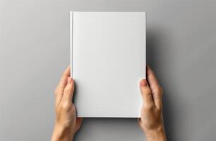 ai generiert leer Weiß Buch Attrappe, Lehrmodell, Simulation. das Startseite von ein Buch ist Weiß auf ein Weiß Hintergrund leeren Buch. generiert durch künstlich Intelligenz. foto