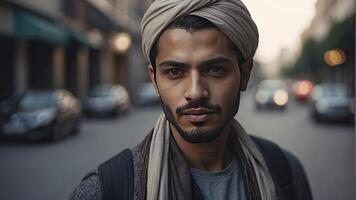 ai generiert Porträt von ein ziemlich jung Muslim Mann, Porträt von ein Mann, ziemlich Muslim Mann foto