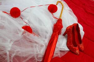 Chinesisch Hochzeit Braut- Kleider foto