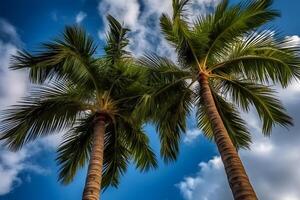 ai generiert Palme Bäume auf das Strand. schön aktuell Strand. neural Netzwerk ai generiert foto