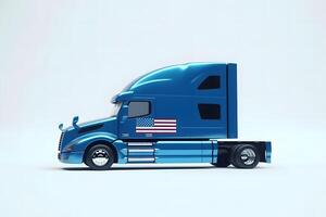 ai generiert LKW, Transport, amerikanisch Flagge. neural Netzwerk ai generiert foto