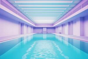 ai generiert Schwimmen Schwimmbad Retrowave Neon- ästhetisch. neural Netzwerk ai generiert foto