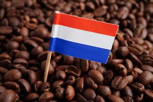 Niederlande Flagge auf Kaffee Bohnen, Einkaufen online zum Export oder importieren Essen Produkt. foto