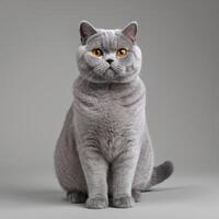 ai generiert voll Körper von ein britisch kurzes Haar Katze auf einfach Hintergrund foto