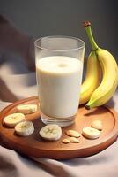 ai generiert köstlich Banane Milch Shake foto