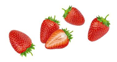 Erdbeeren isoliert auf Weiß Hintergrund mit Ausschnitt Pfad foto