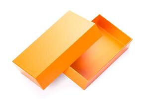 Orange Box spotten oben auf Weiß Hintergrund foto