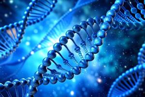 ai generiert DNA Gen Wendel Spiral- Molekül Struktur foto