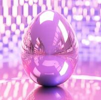 ai generiert Ostern Ei ist gezeigt mit Betrachtung auf ein Rosa Hintergrund foto