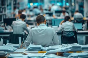 ai generiert Büro Täglich arbeiten. Menschen Arbeiten im das Büro foto