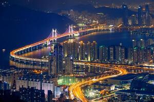 Busan Stadtbild gwangan Brücke beim Nacht foto