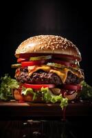 ai generiert filmisch Fotografie von ein Hamburger foto