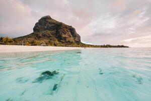 Strand auf le Mourne Brabant, ein UNESCO Welt Erbe site.coral Riff von das Insel von Mauritius foto