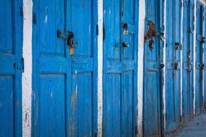 Blau Türen im Essaouira, Marokko foto