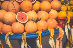 Orange Saft Stand im Essaouira, Marokko foto