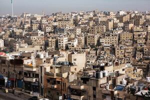 Antenne Aussicht von Amman Stadt das Hauptstadt von Jordanien. Stadt scape von Ammann. foto