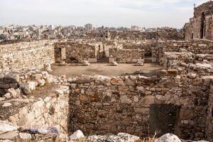 Antenne Aussicht von Amman Stadt das Hauptstadt von Jordanien. Stadt scape von Ammann. foto