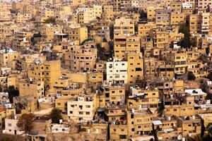 Antenne Aussicht von Amman Stadt das Hauptstadt von Jordanien. Stadt scape von Ammann. foto