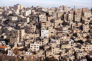 Antenne Aussicht von Amman Stadt das Hauptstadt von Jordanien. Stadt scape von Ammann. foto