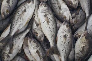 ai generiert fein entdeckt Kaninchenfisch, bawis Fisch verkauft im indonesisch Fisch Märkte foto