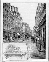 uralt Straße welche im 1688 wurden genannt bereuen de la Komödie, im Paris, Frankreich. foto