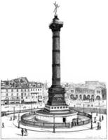 Juli Säule und Platz de la Bastille, Jahrgang Gravur. foto