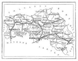 Karte von das Abteilung von Orne, Jahrgang Gravur. foto