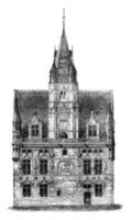 Stadt Halle Compiègne, nach ein Zeichnung von Exponate beim das 1841 zeigen, Jahrgang Gravur. foto