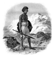 ein Krieger von das Stamm von Zababdeh, Jahrgang Gravur. foto