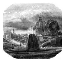 das Terminal Schwitzen das Tempel von Venus und Roma, das Bogen von Titus, Jahrgang Gravur. foto