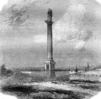 Wolfe Monument hoch im 1849 im Quebec, Jahrgang Gravur. foto