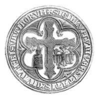 großartig Siegel von das Stadt, Dorf von Besançon, spät dreizehnte Jahrhundert, Jahrgang Gravur. foto