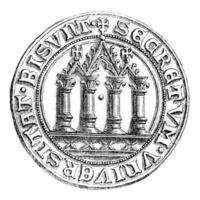 klein Siegel von das Stadt, Dorf von Besançon, Jahrgang Gravur. foto