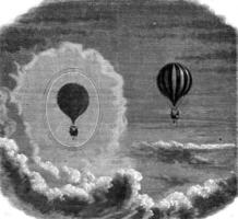 optisch Phänomen beobachtete auf 8 Juni 1872 durch Herren gegen das Admiral Baron Roussin und gaston Tissandier im ein aerostatisch Aufstieg, Jahrgang Gravur. foto