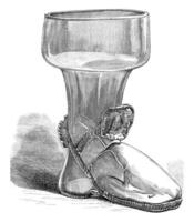 das Schlag von das sechzehnter Jahrhundert Glas Bremssattel, Jahrgang Gravur. foto
